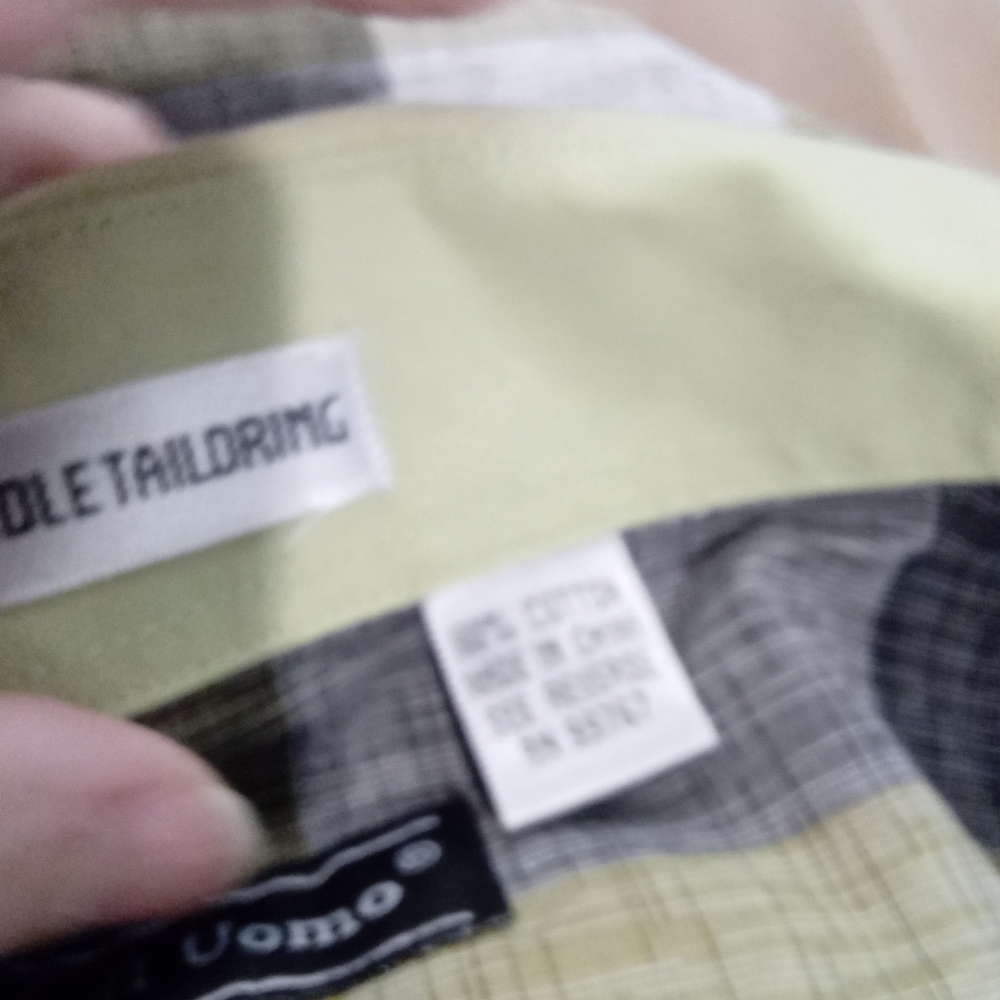 Avanti Uomo Men's 17.5 36/37 Plaid Dress Shirt - Green and Gray Needs Cufflinks - Picture 7 of 8